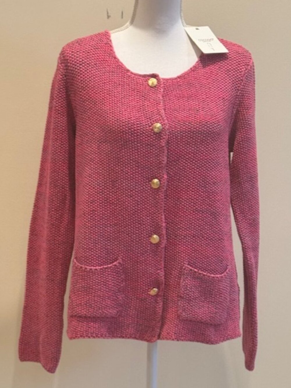NWT Cocogio Pink and Lavendar Cardigan Sz L